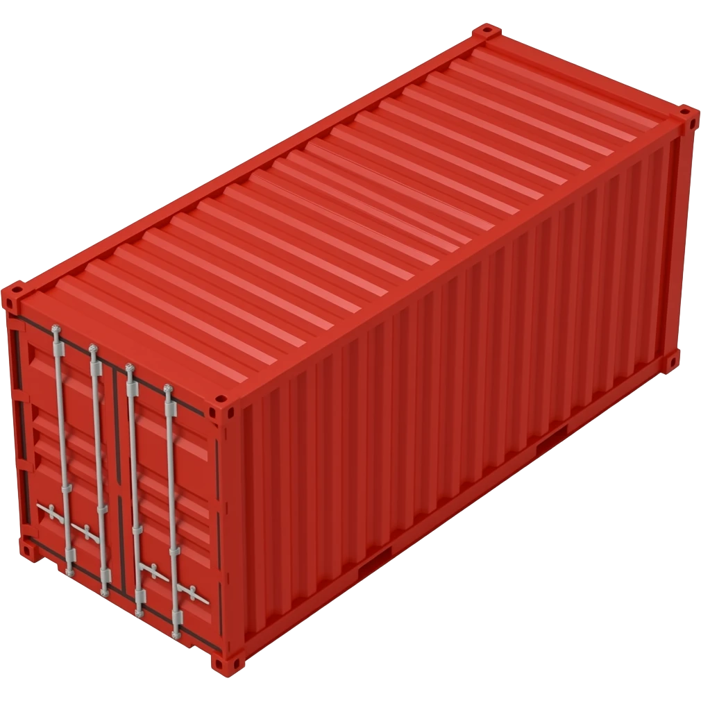 Contenedor de mercadería en largo 3d.color rojo emoji