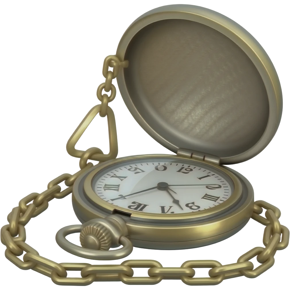 vintage pocket watch lid open chain emoji