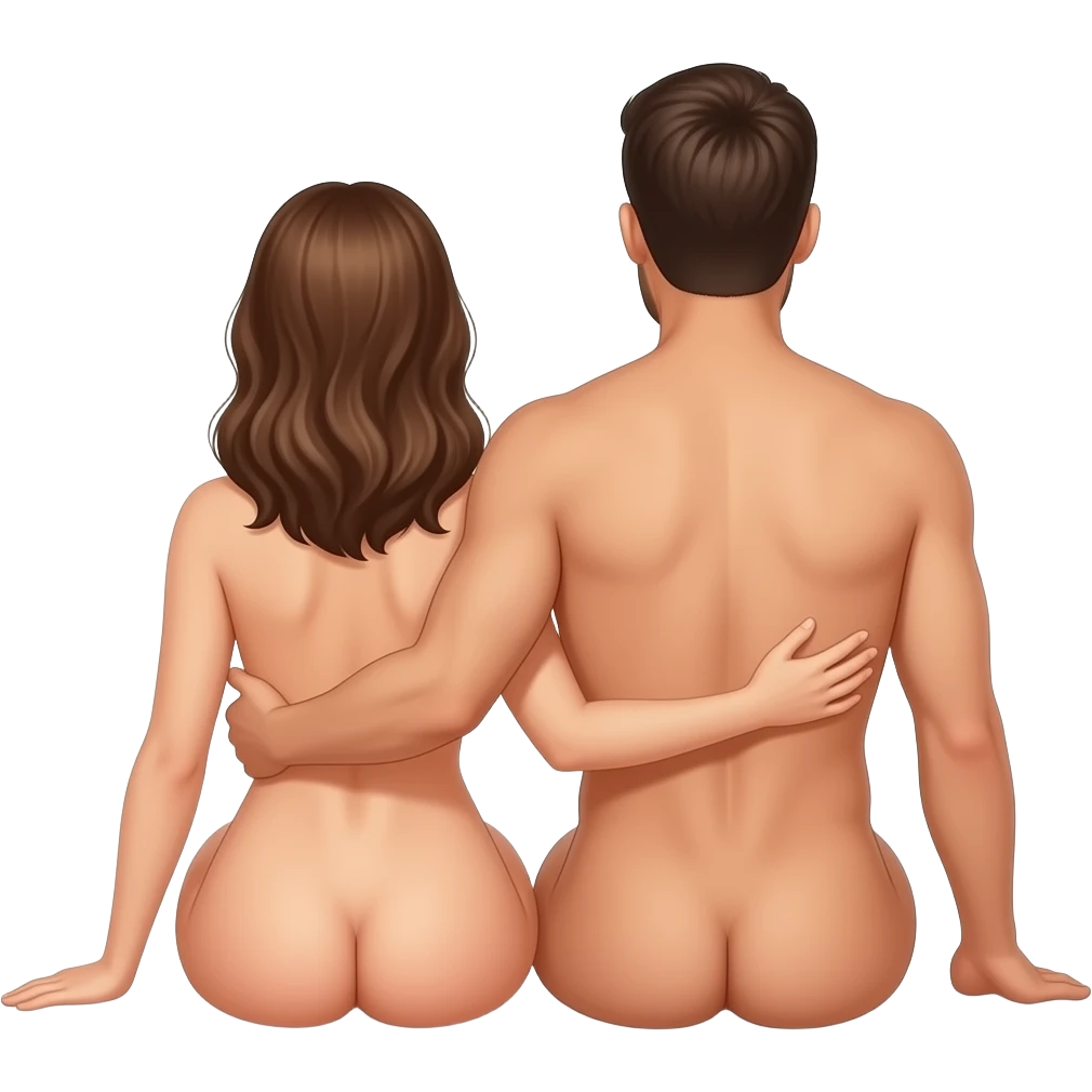 إمرأة عارية يبعصها رجل من الخلف عاريان تماما emoji
