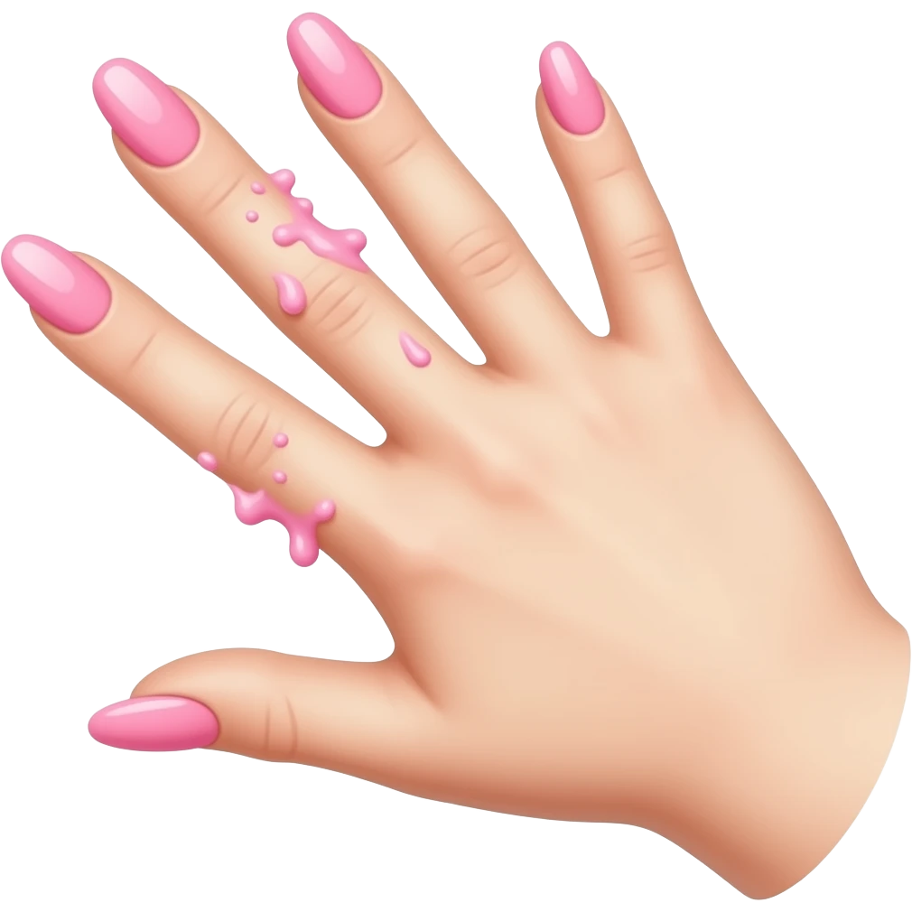 Female hand with long pink nails with water  splatter on her index and middle finger emoji