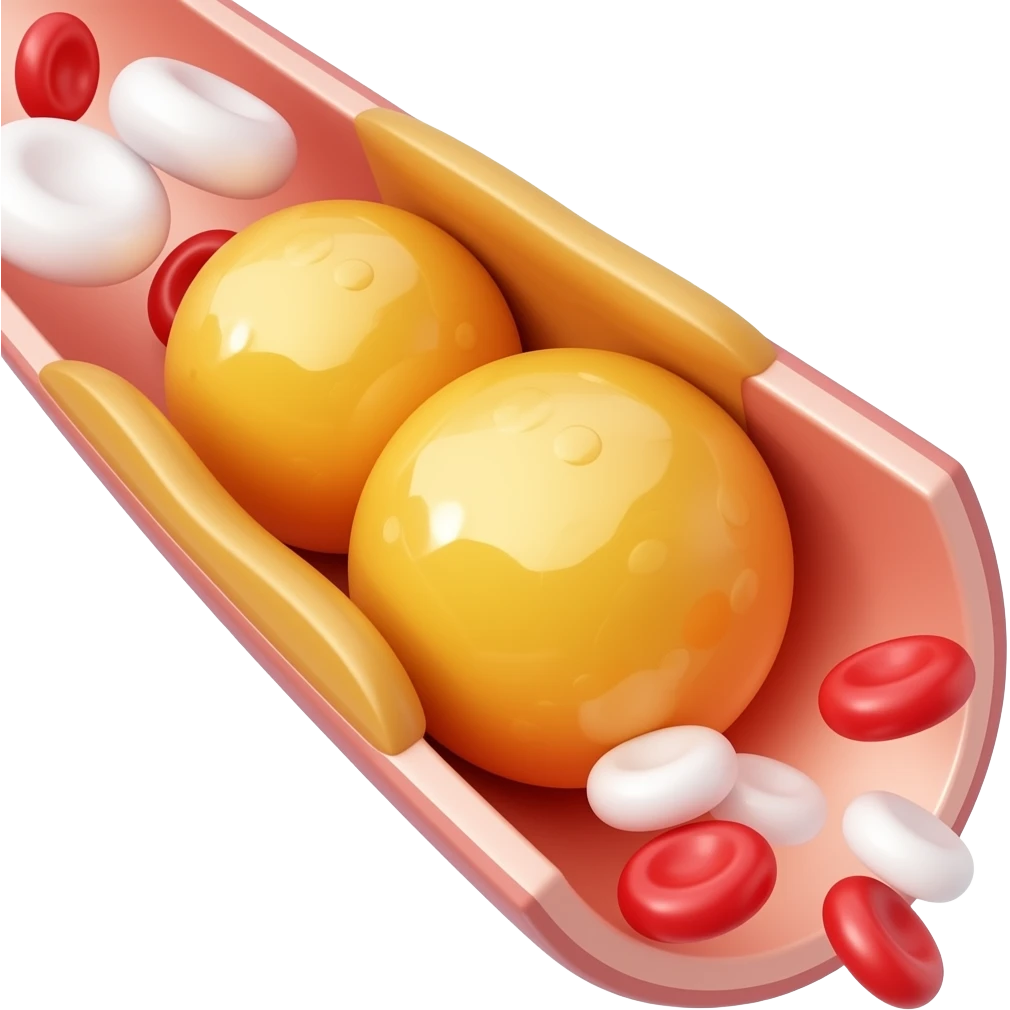 yellow adipose cells inside vascular along with blood cells emoji