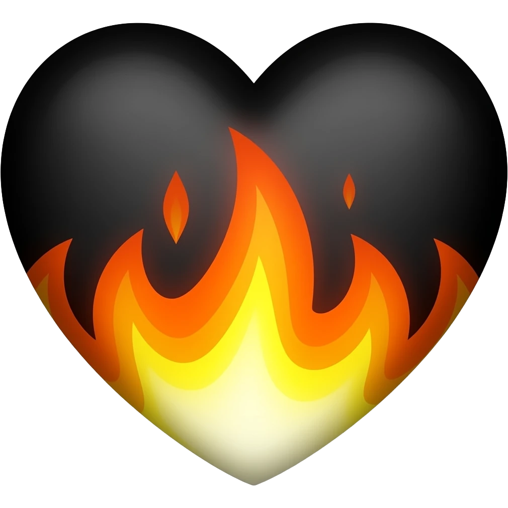 Black heartwith fire big or whole emoji
