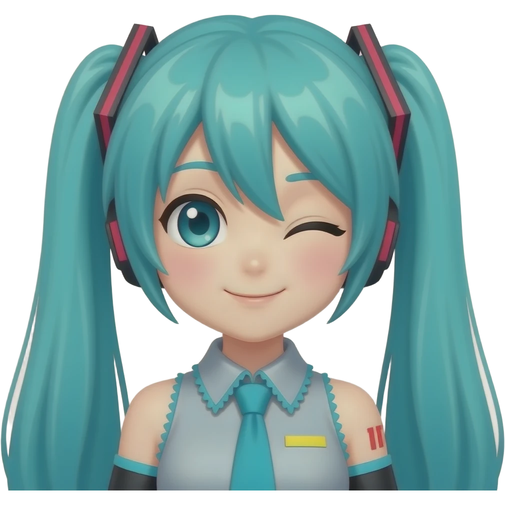 I need miku emoji with eye wink emoji