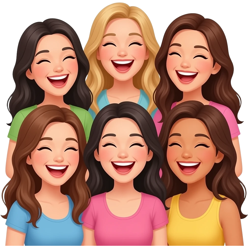 many women friends laughing histerically emoji