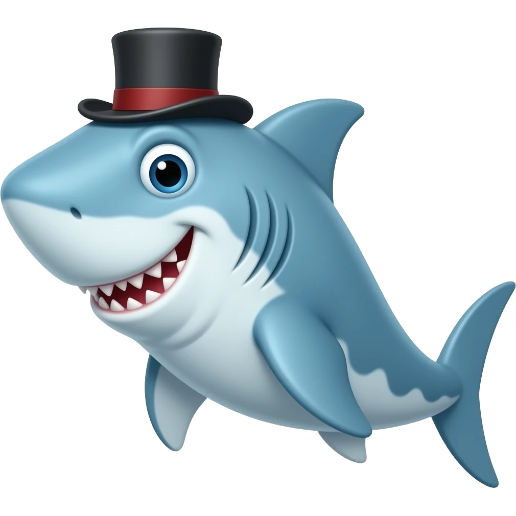 Shark with a top hat emoji