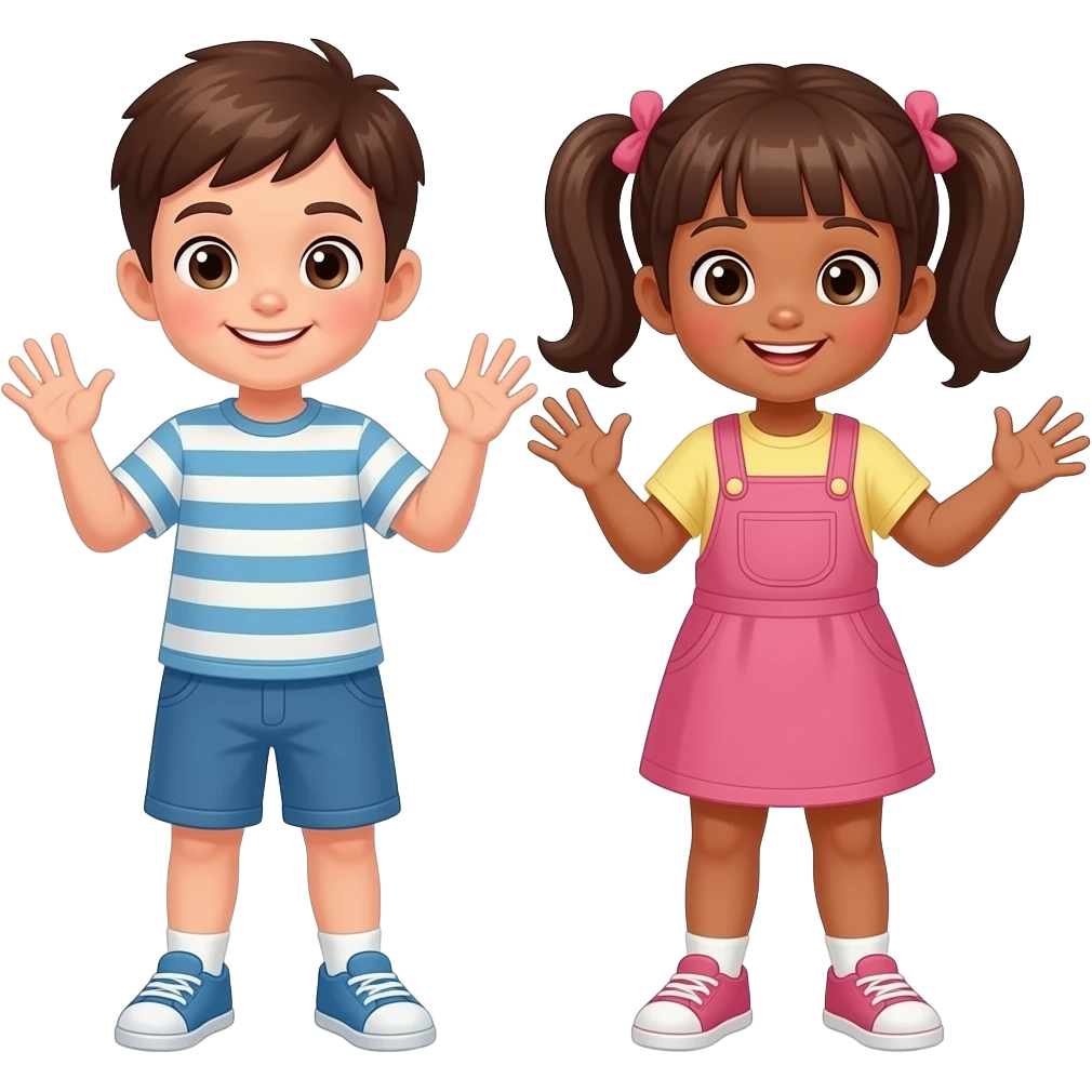 2 kids playing emoji