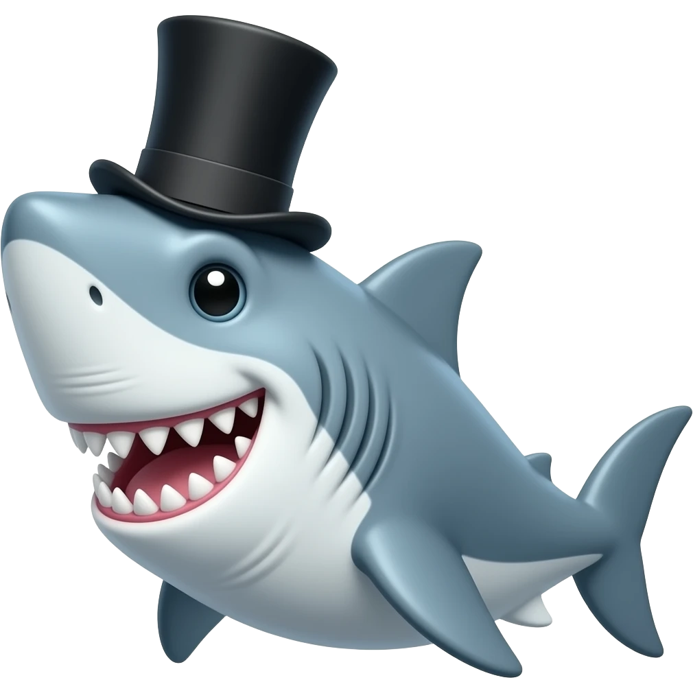 Shark with a top hat emoji