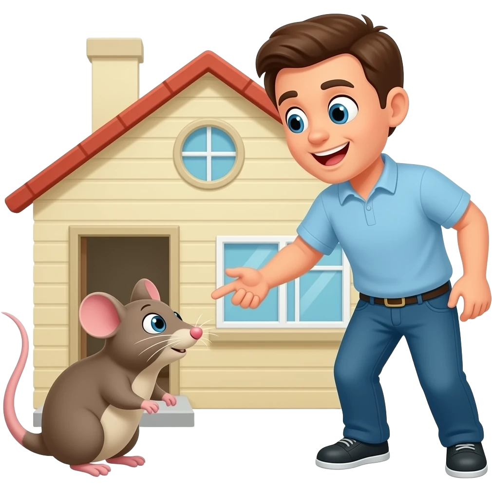 Una rata y un pericote en una casa y que el dueño los está intentando matar emoji