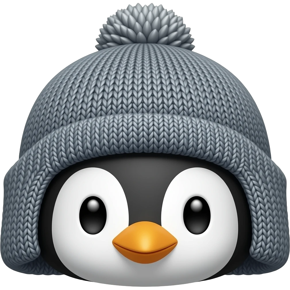 beanie wearing penguin, face emoji