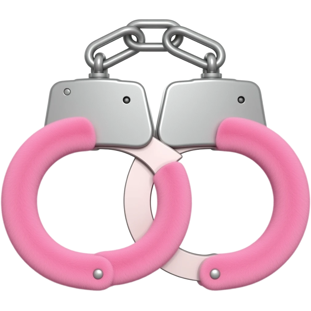 Pink fluffy handcuffs emoji