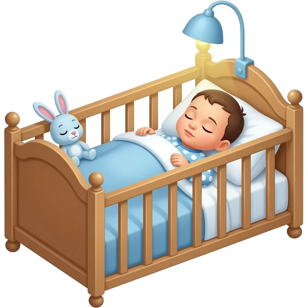 Una bebé con su pijama durmiendo en su cuna emoji