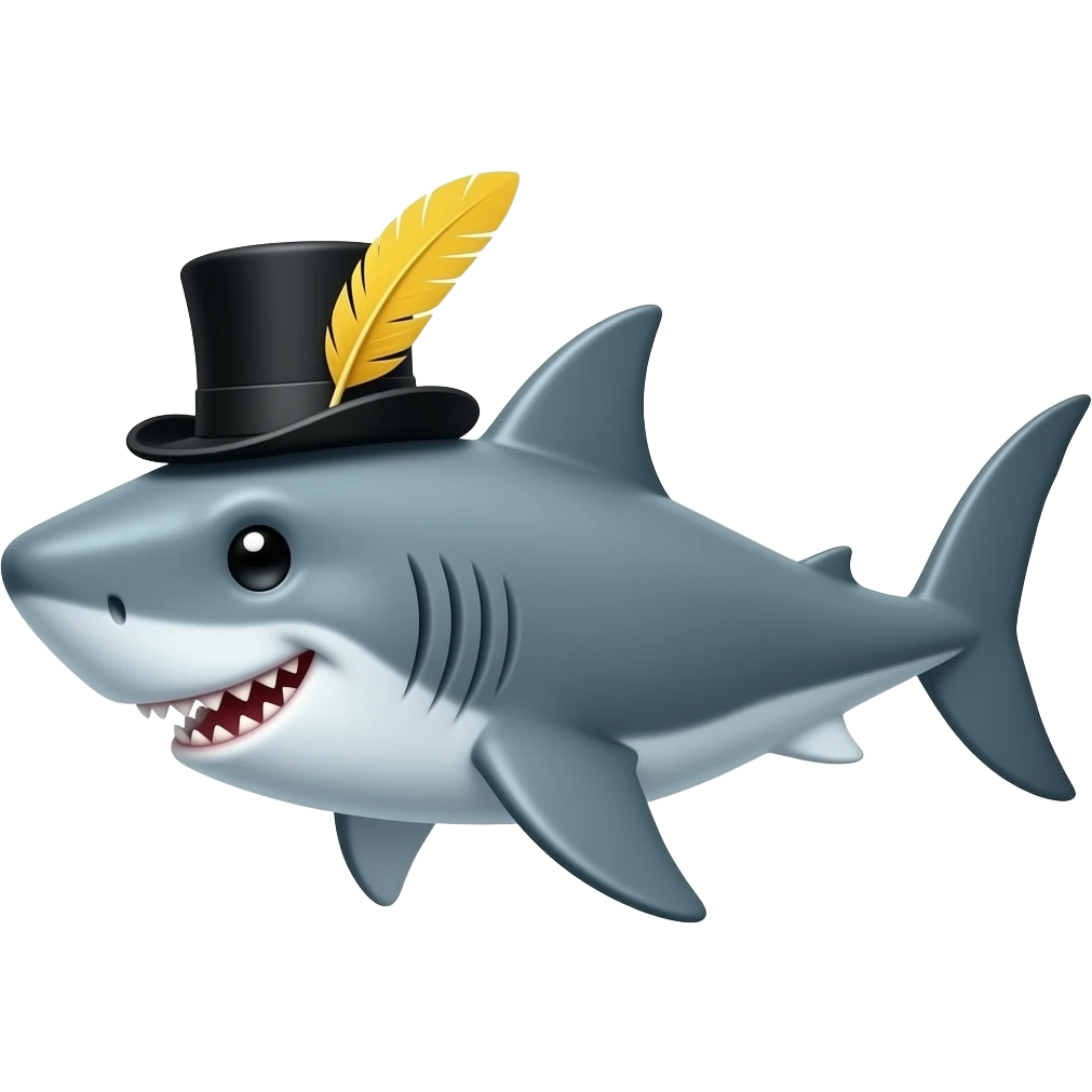 Shark with a top hat emoji
