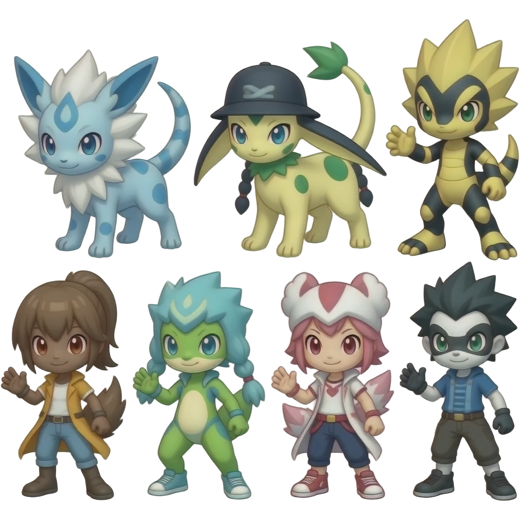 Jirachi-Victini-Celebi-Absol-Jolteon-Litten-Luxray-Fakémon-hybrid emoji