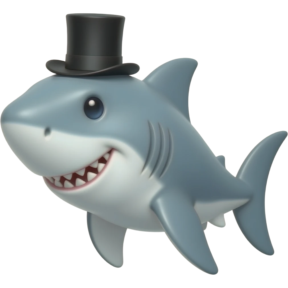Shark with a top hat emoji