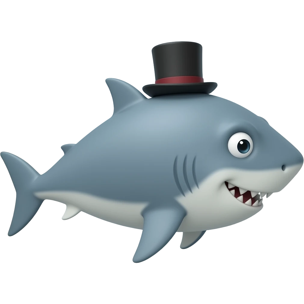 Shark with a top hat emoji
