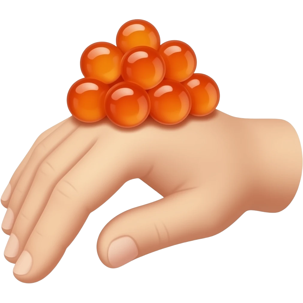 caviar on top of hand emoji