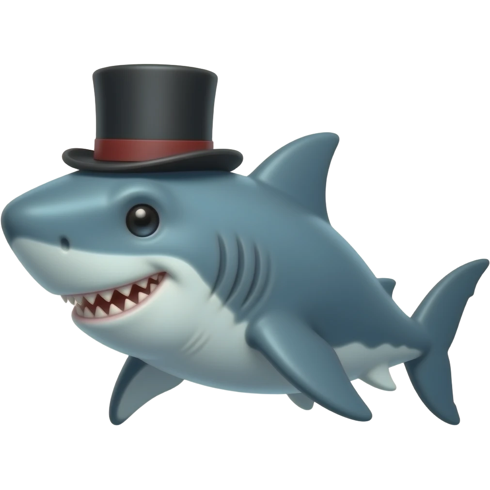 Shark with a top hat emoji