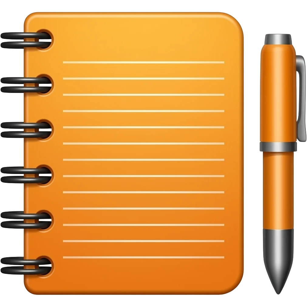 orange notebook and pen emoji