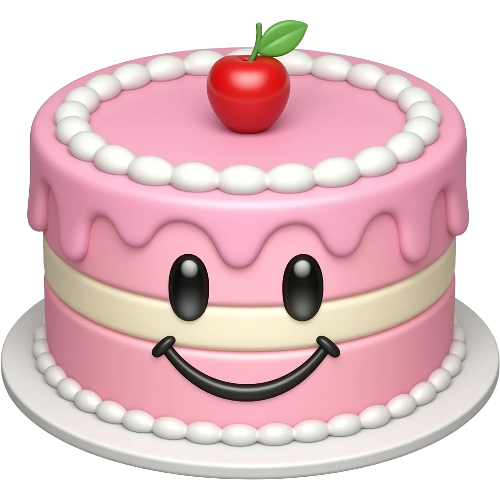Emoji sobre un pastel color rosado emoji