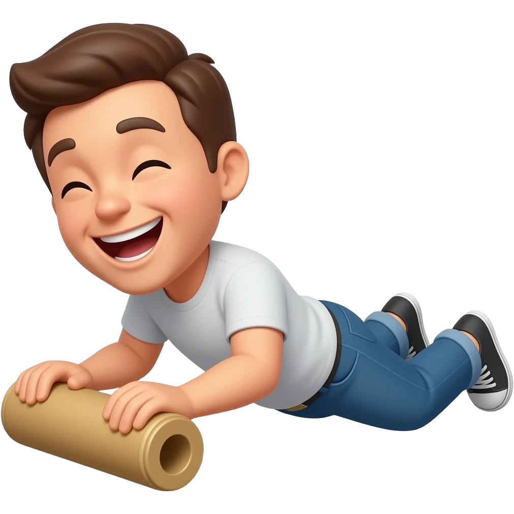 : When a joke is so hilarious that a simple "haha" isn't enough. You are literally pictured rolling on the floor laughing. emoji