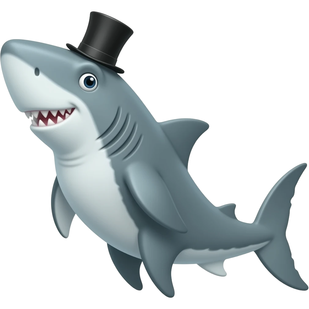 Shark with a top hat emoji