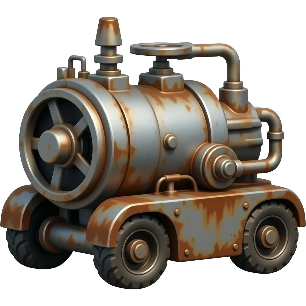 rusty machine on wheels emoji