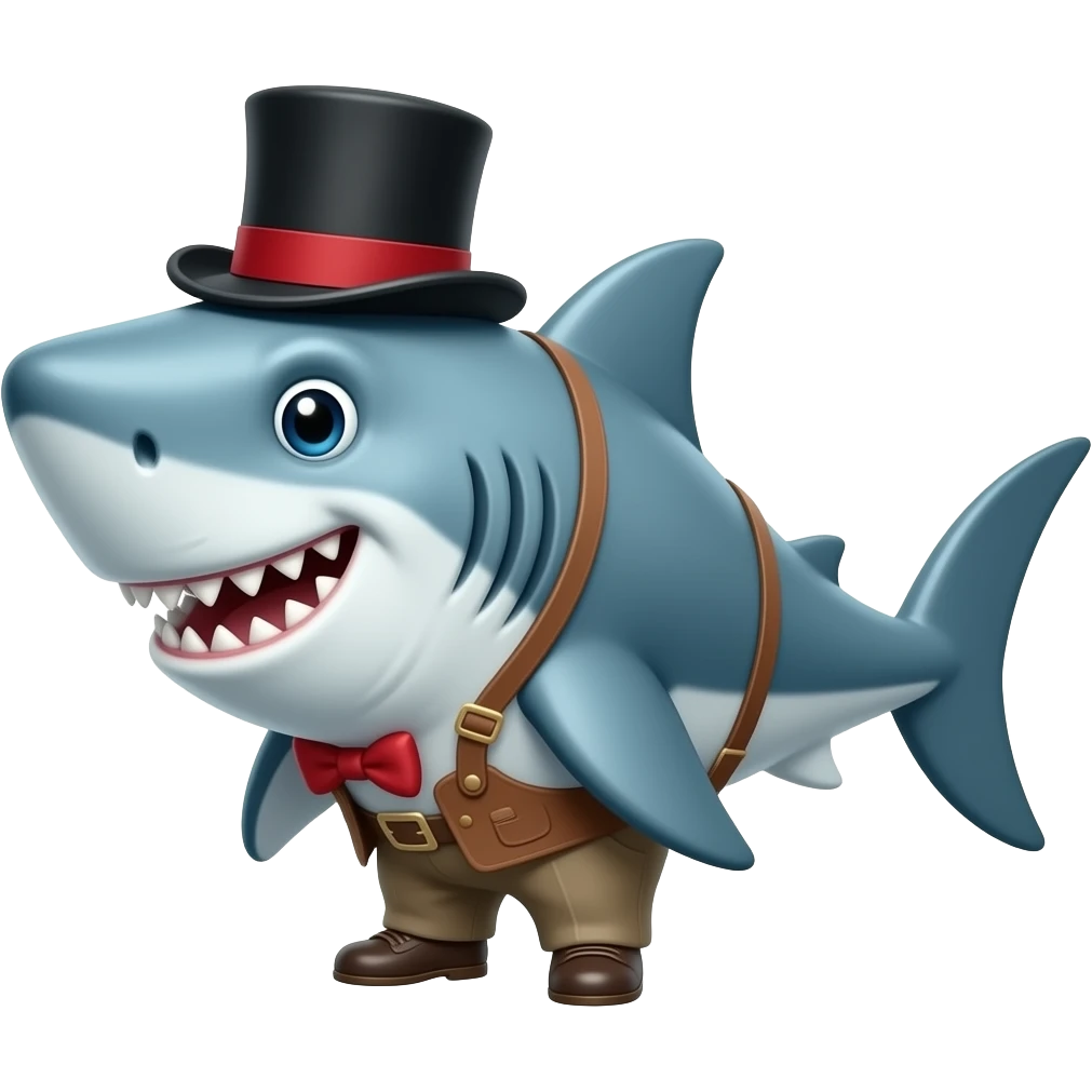 Shark with a top hat emoji