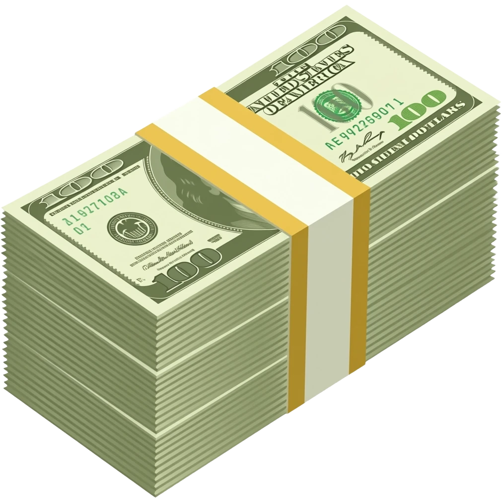 crea un emoji de pacas de billetes de 100$ emoji