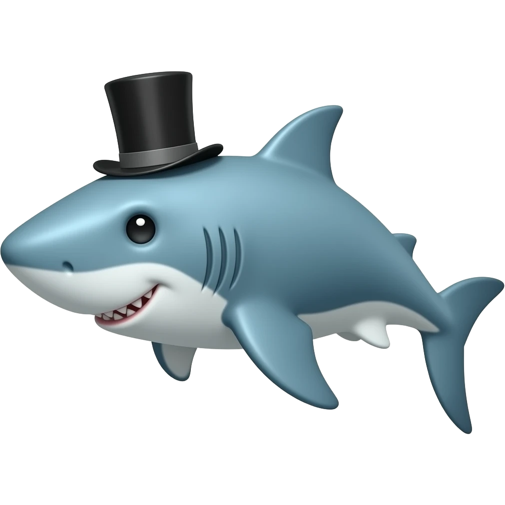 Shark with a top hat emoji