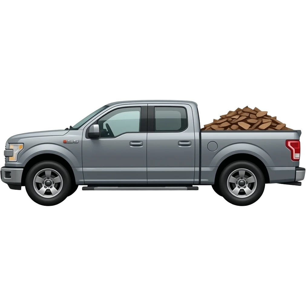 Side view Gray F150 with full of Bark chips in the back side view emoji