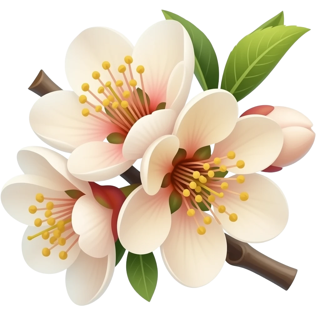 нарисуй цветение Chaenomeles japonica Maulei на ветке emoji