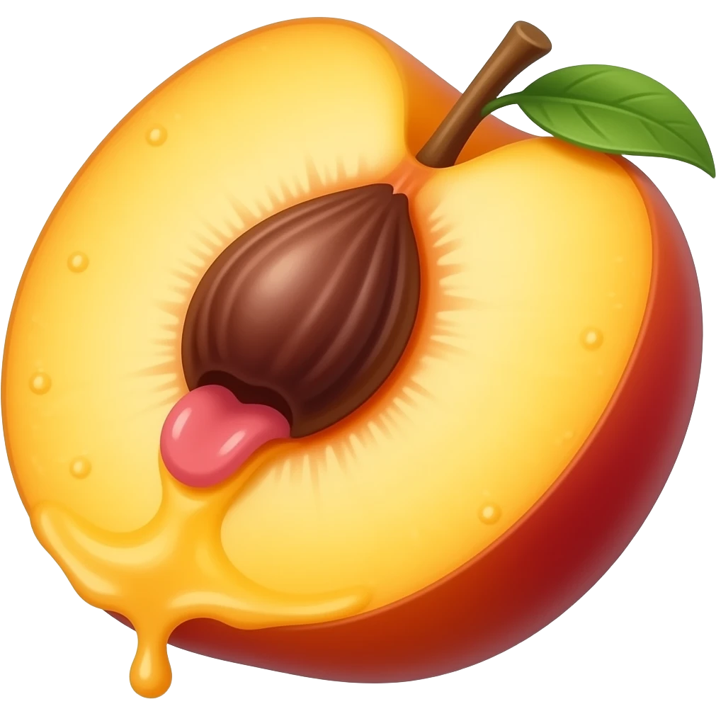 Tinge Licking a gushing peach half emoji