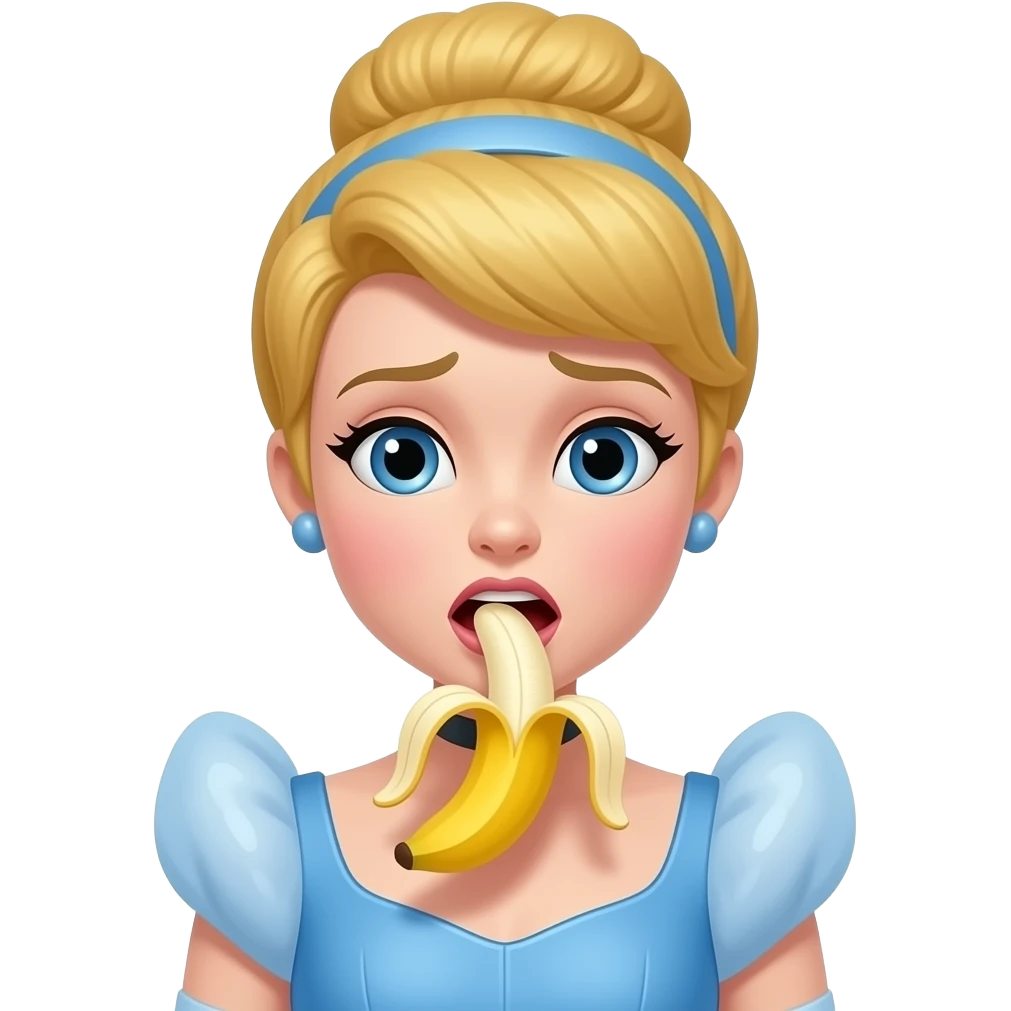 Cinderella struggling to swallow a banana Halfway down her throat emoji