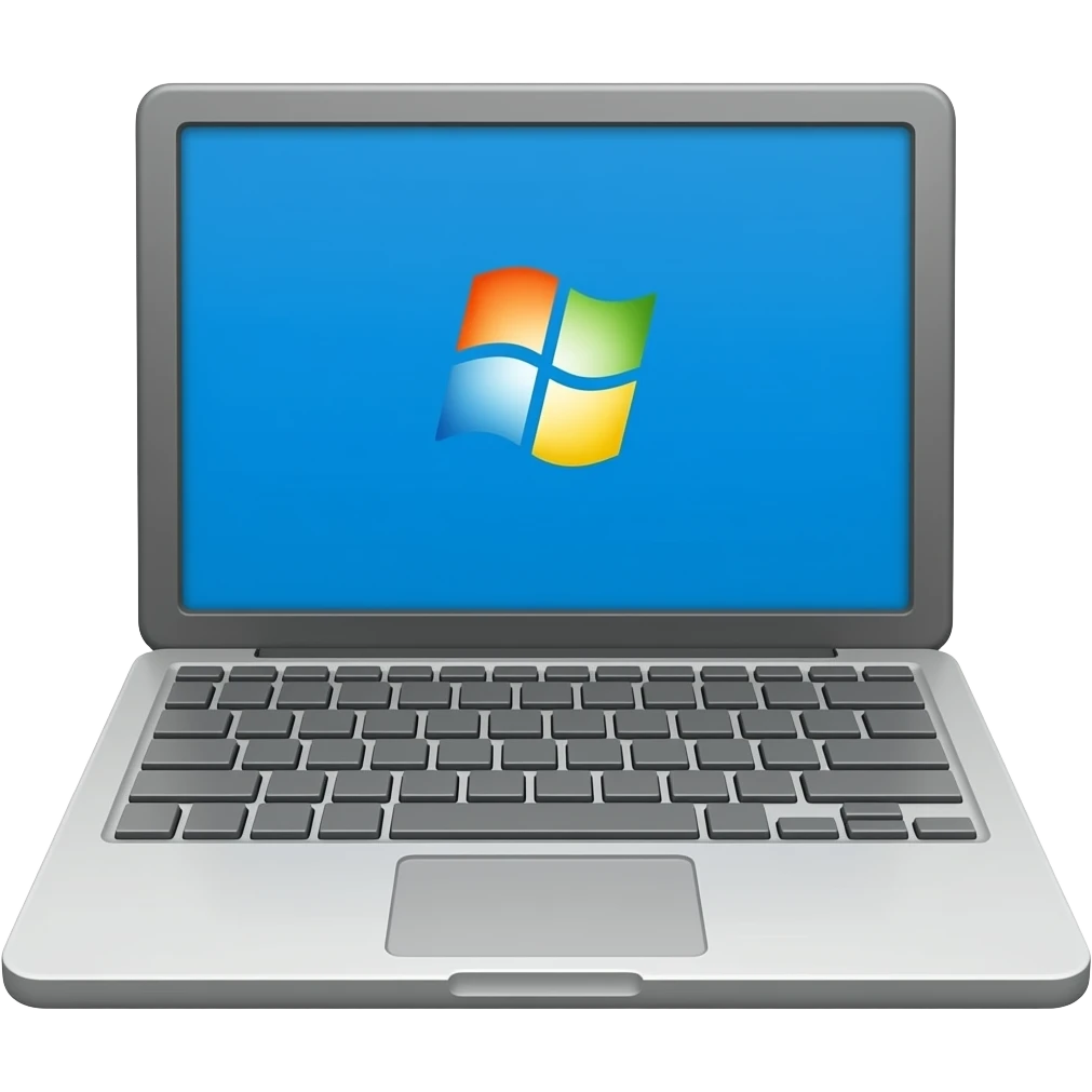 gray laptop with gray keys and windows screen emoji