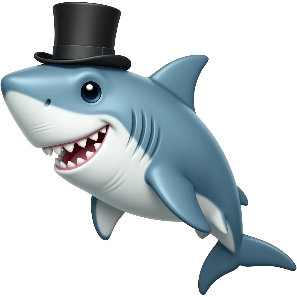 Shark with a top hat emoji