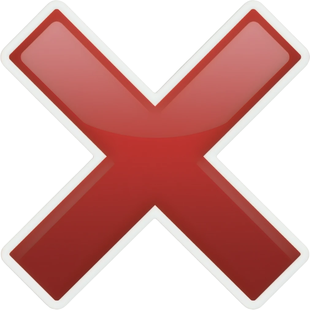 Simple and minimalistic sticker of red x, white outline emoji