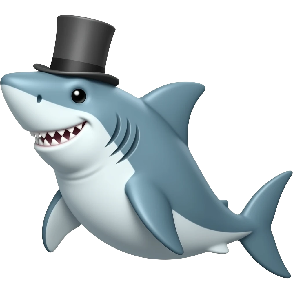 Shark with a top hat emoji