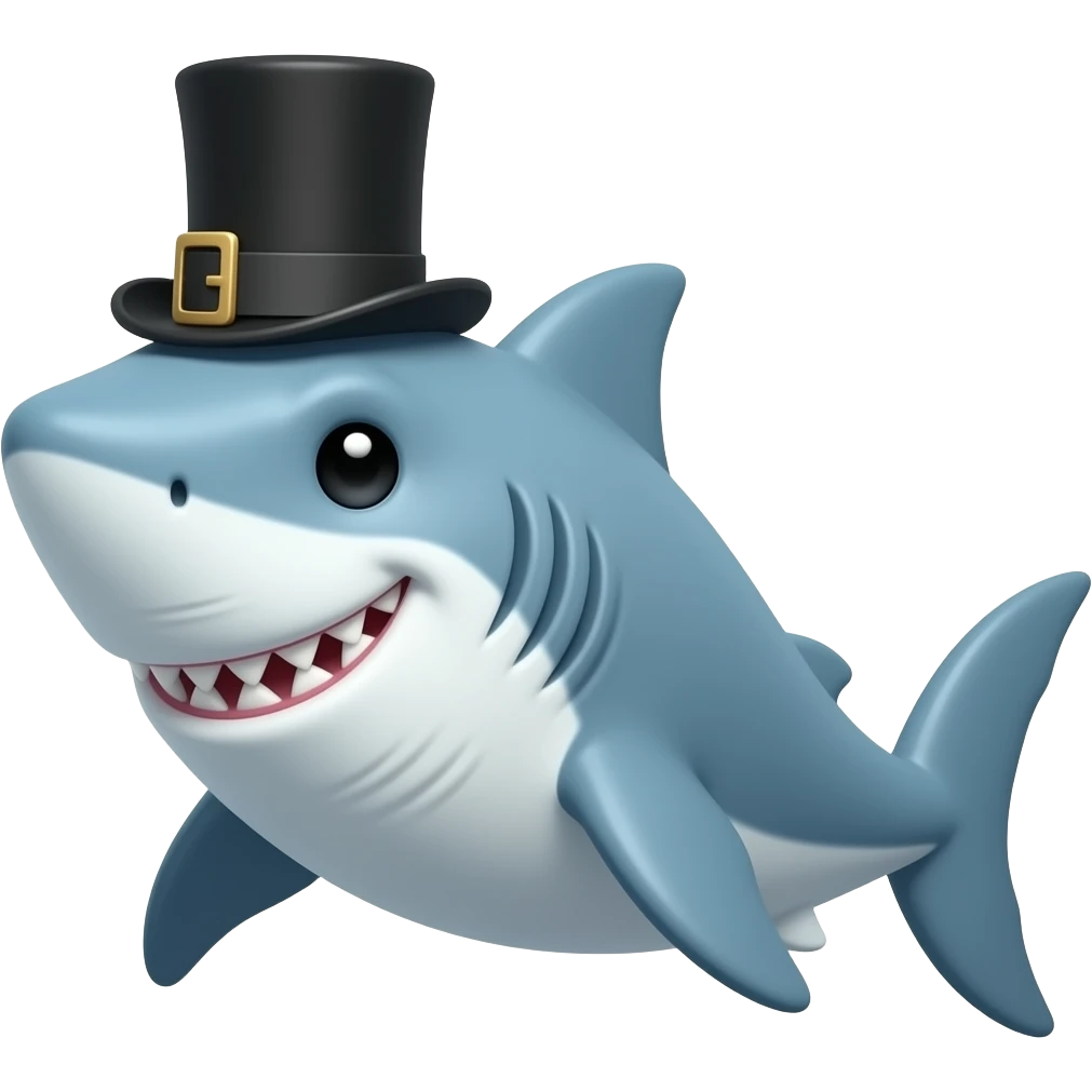 Shark with a top hat emoji