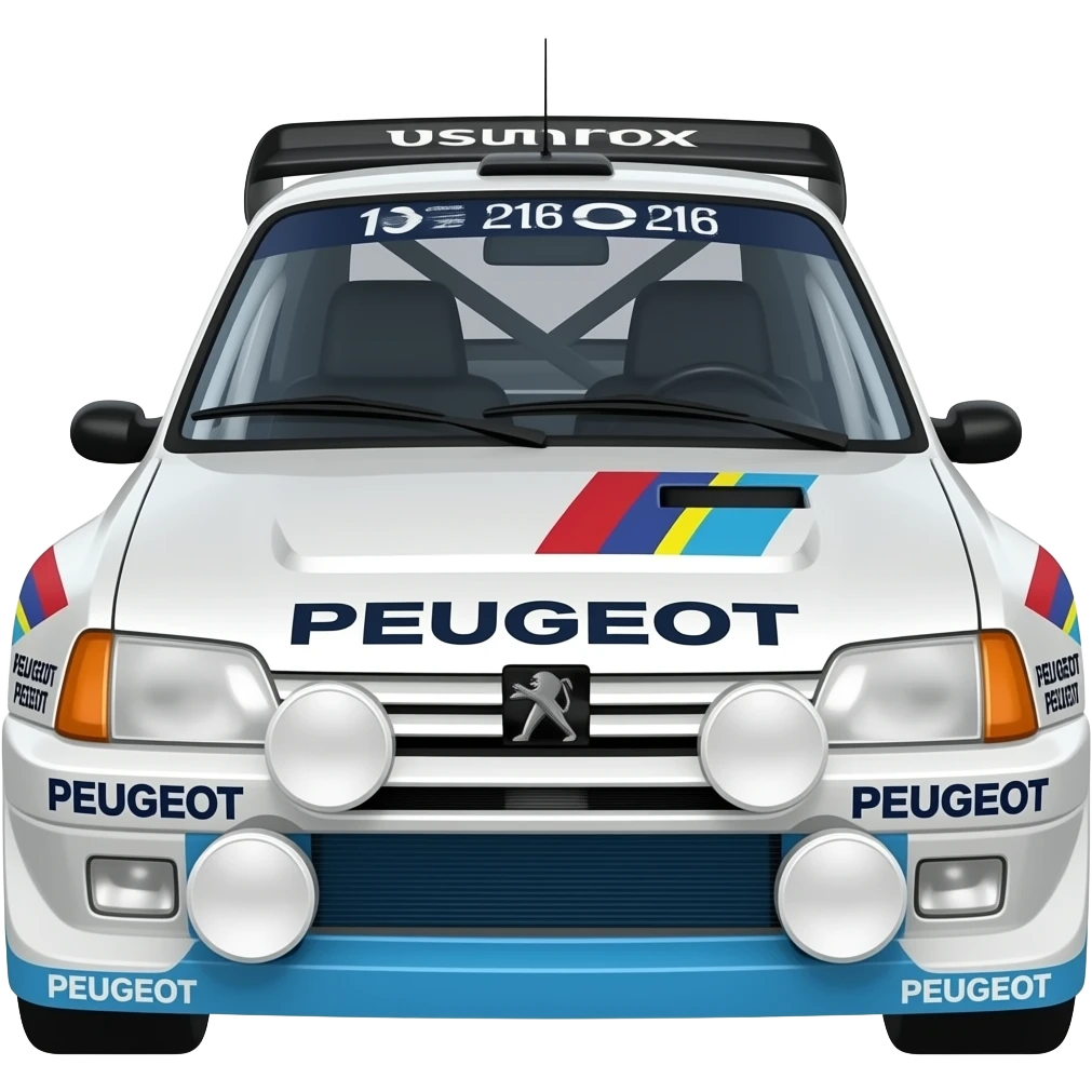 Peugeot 205 T16 rallye car, highly detailed hyper realistic emoji