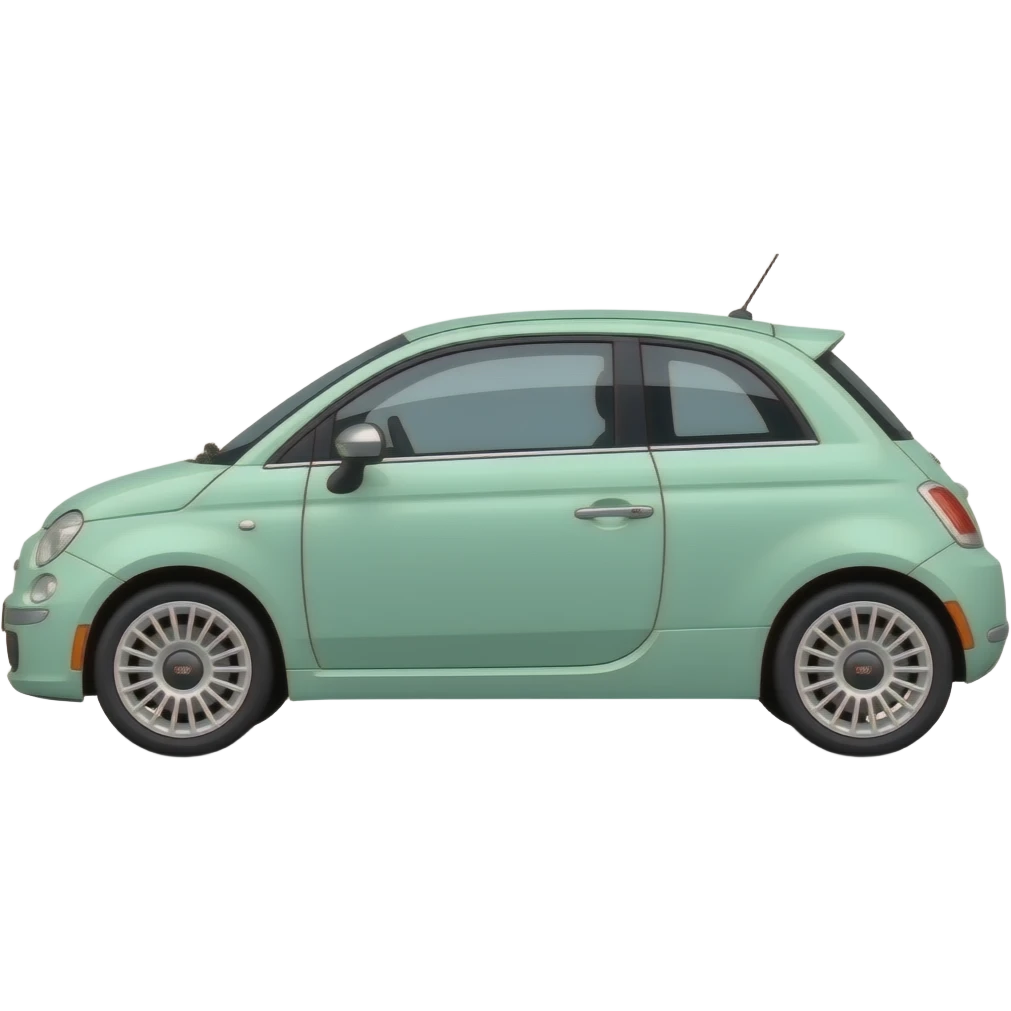 Mint green fiat 500 twinair white wheel covers total sideview emoji