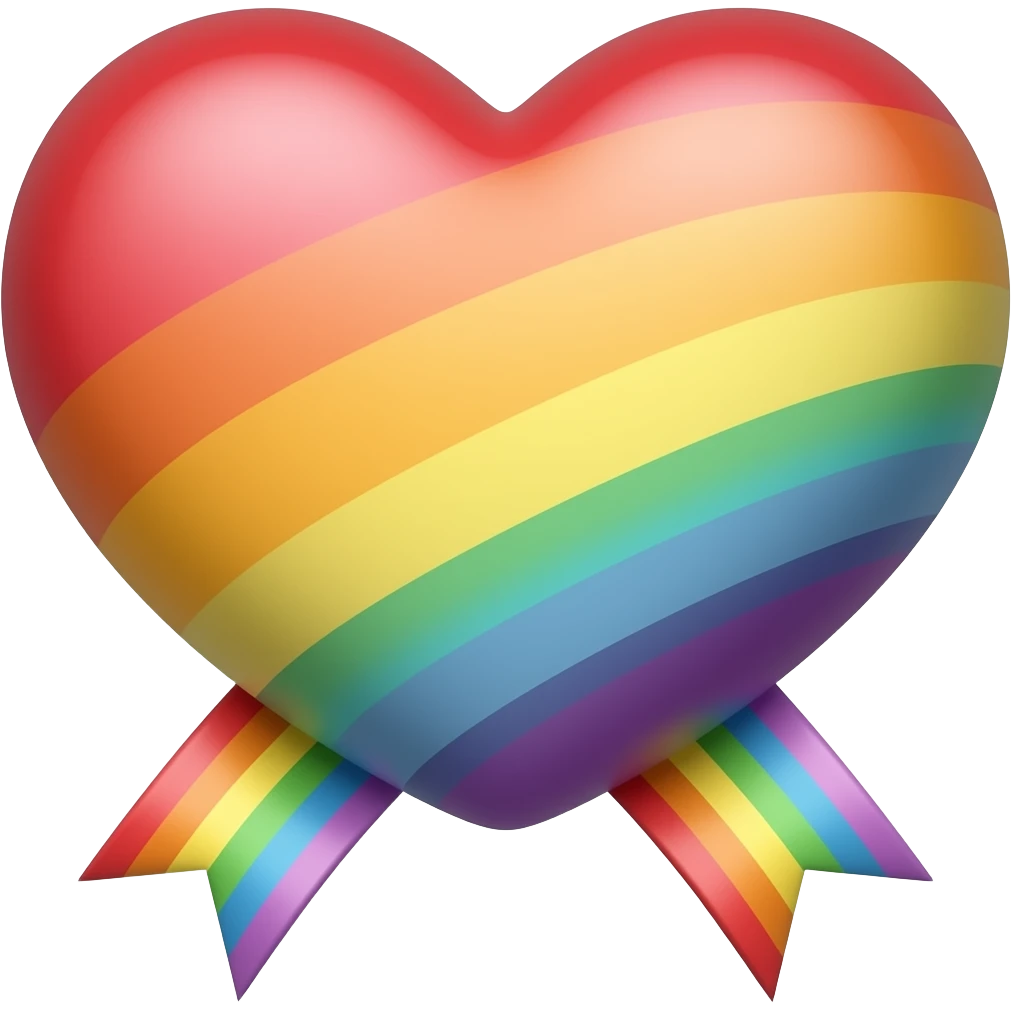 Rainbow heart with rainbow ribbon on emoji