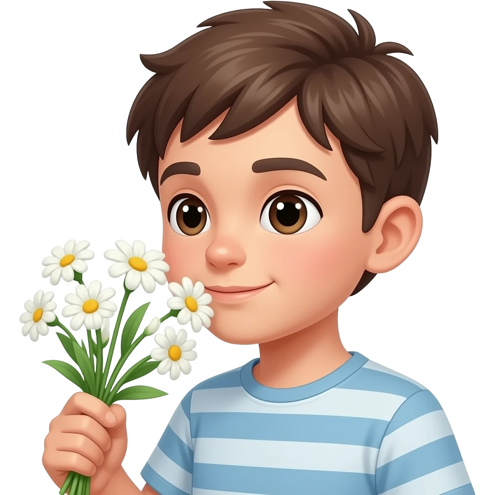 Boy is smelling flowers emoji