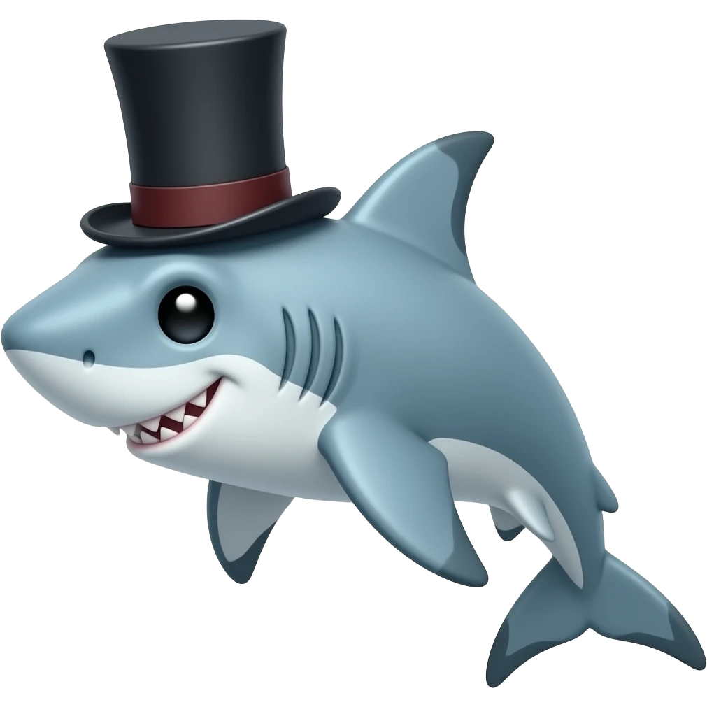 Shark with a top hat emoji