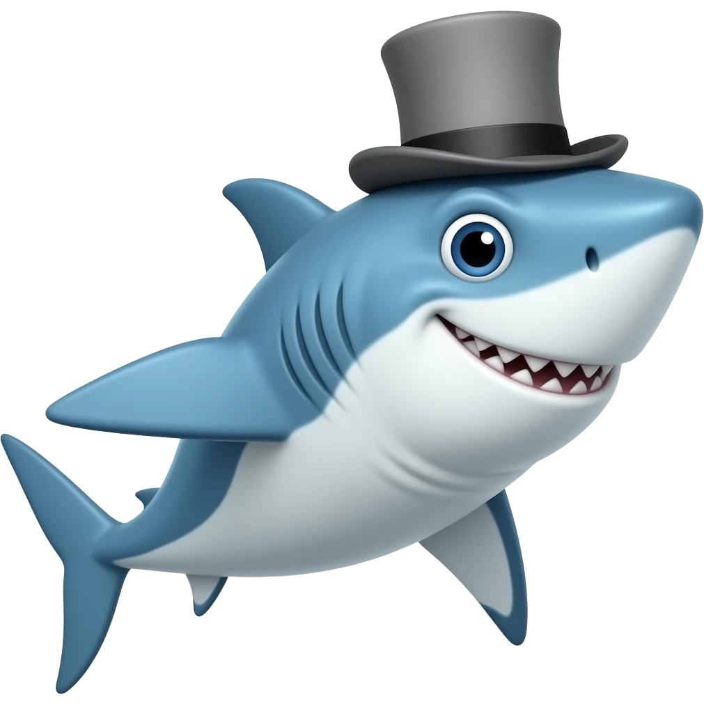 Shark with a top hat emoji