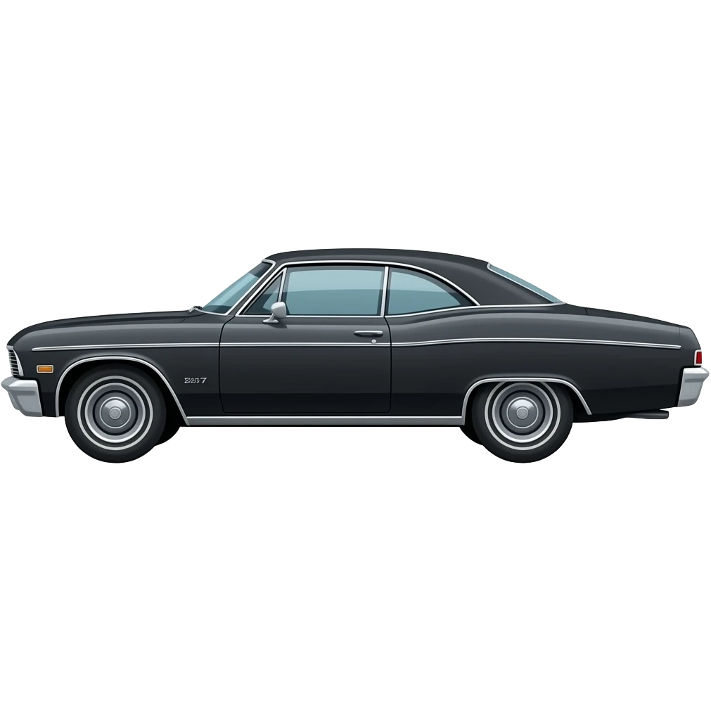 black Chevy Impala 1967 From the other side emoji