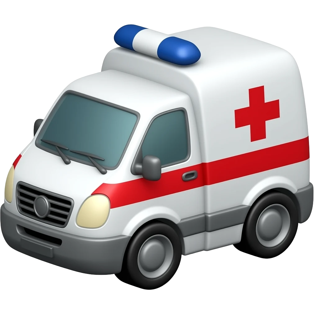 cartoonish style less detailed toy like ambulance emoji