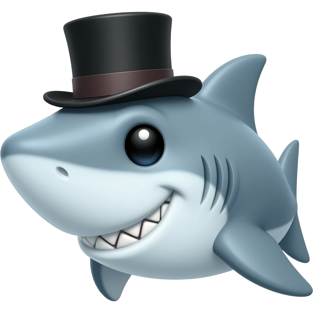 Shark with a top hat emoji