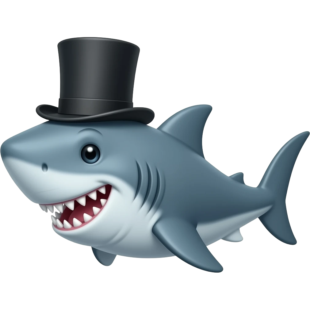 Shark with a top hat emoji