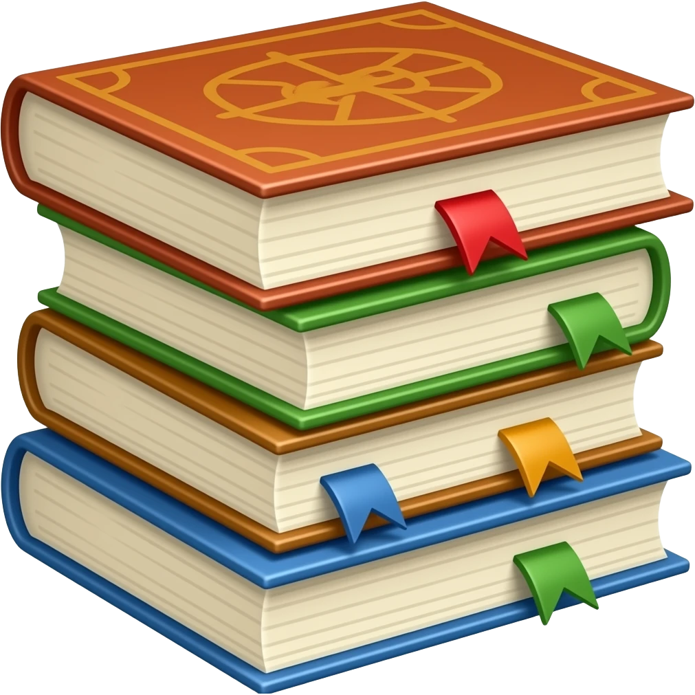 cartoonish style books stacked game assert emoji