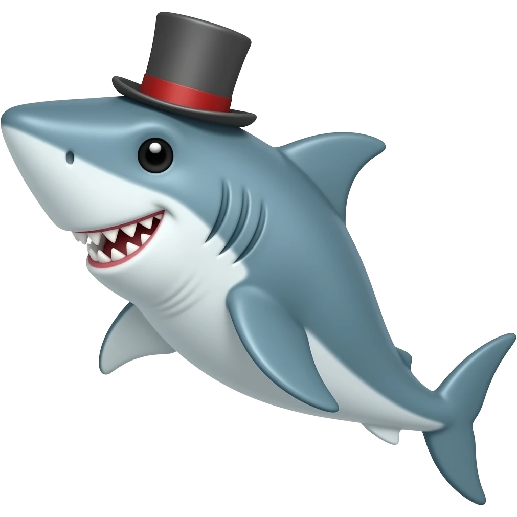 Shark with a top hat emoji
